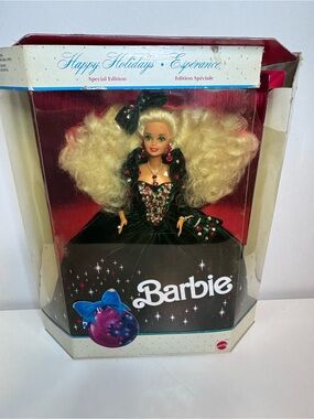 Barbie Happy Holidays 1991 Special Edition Blonde Doll in Black Holiday Gown